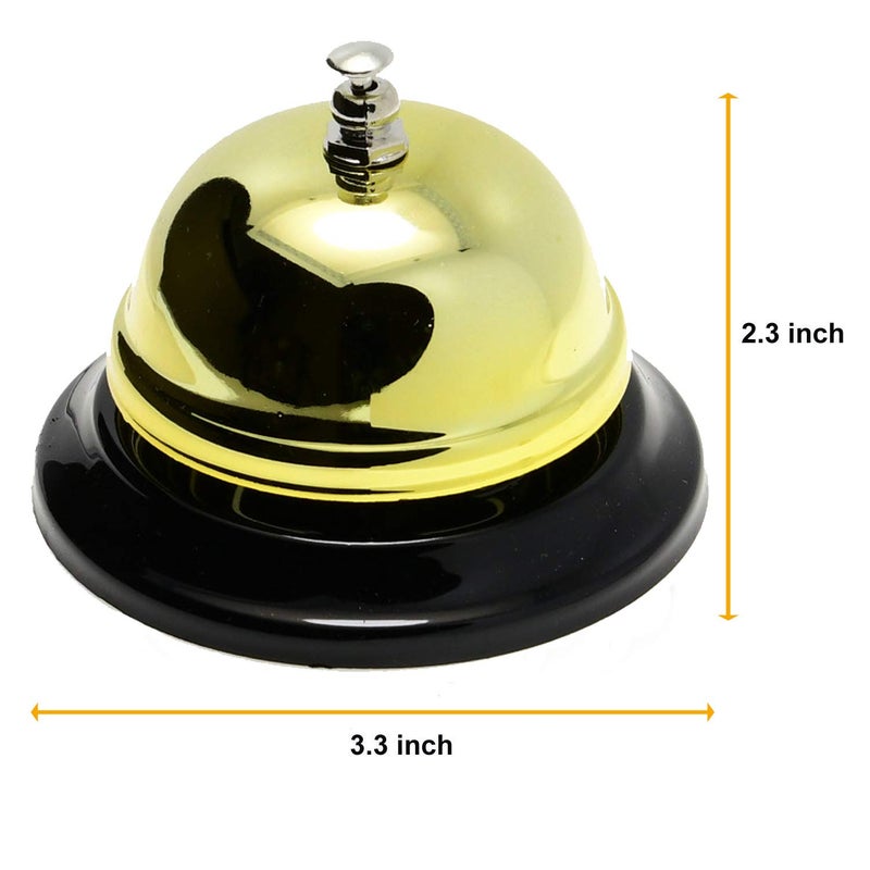 WEKOIL Call Bell Golden Desk Service Bell Customer Ding Bell for Restaurant Hotel Room Kitchen Party School Classroom Office Elderly Teachers Students Large Bright Bell 3.35 inch - Image 5